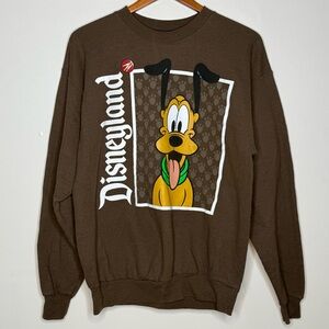 Vintage Disneyland Pluto Sweatshirt Brown Hanes Disney World Crewneck Medium